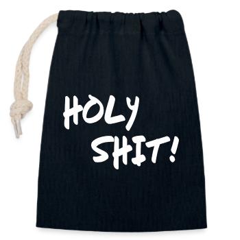 Holy Shit! - Verschließbarer Geschenkbeutel aus Baumwolle (14x20cm) - Navy - Vorne
