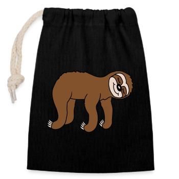 Lying tired sloth sleeps - Closable cotton gift bag (14x20cm) - black - Front