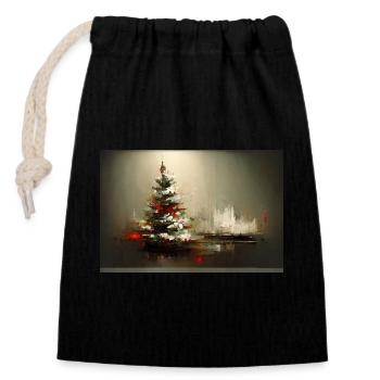 Noël 17 - Sac cadeau en coton avec cordon (14 x 20 cm) - noir - Devant