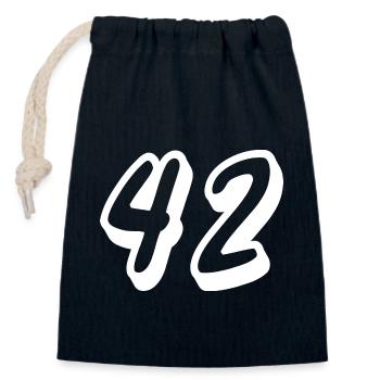 42 white - Closable cotton gift bag (14x20cm) - navy - Front