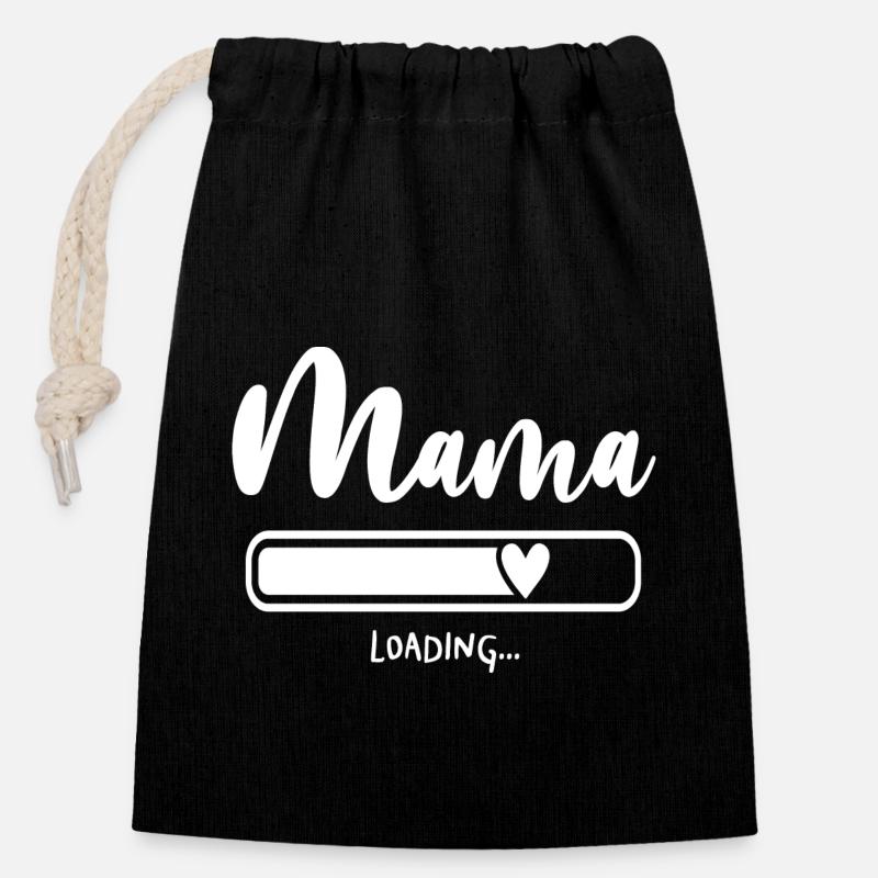 Mum loading mama mom - Closable cotton gift bag (14x20cm) - black