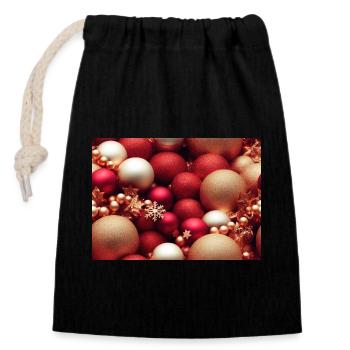 Décorations de Noël - Sac cadeau en coton avec cordon (14 x 20 cm) - noir - Devant