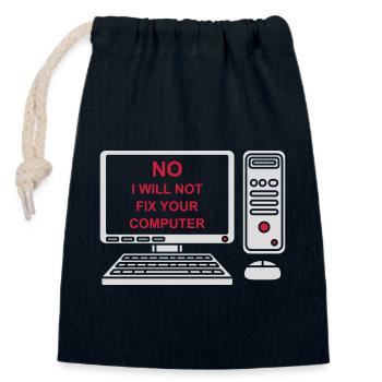 not fix your computer - Closable cotton gift bag (14x20cm) - navy - Front