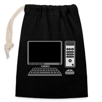 Computer Keyboard Mouse Screen - Closable cotton gift bag (14x20cm) - black - Front