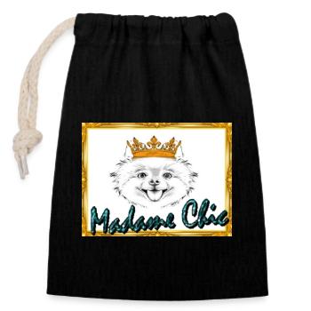 Madame Chic, T-shirt, pull, accessoires - Sac cadeau en coton avec cordon (14 x 20 cm) - noir - Devant