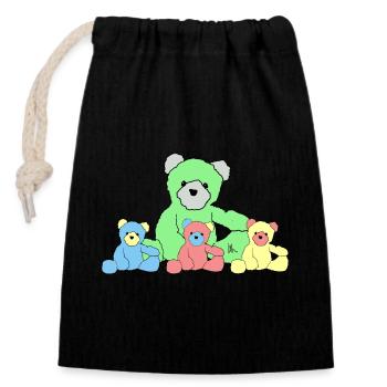 Teddy - Sac cadeau en coton avec cordon (14 x 20 cm) - noir - Devant