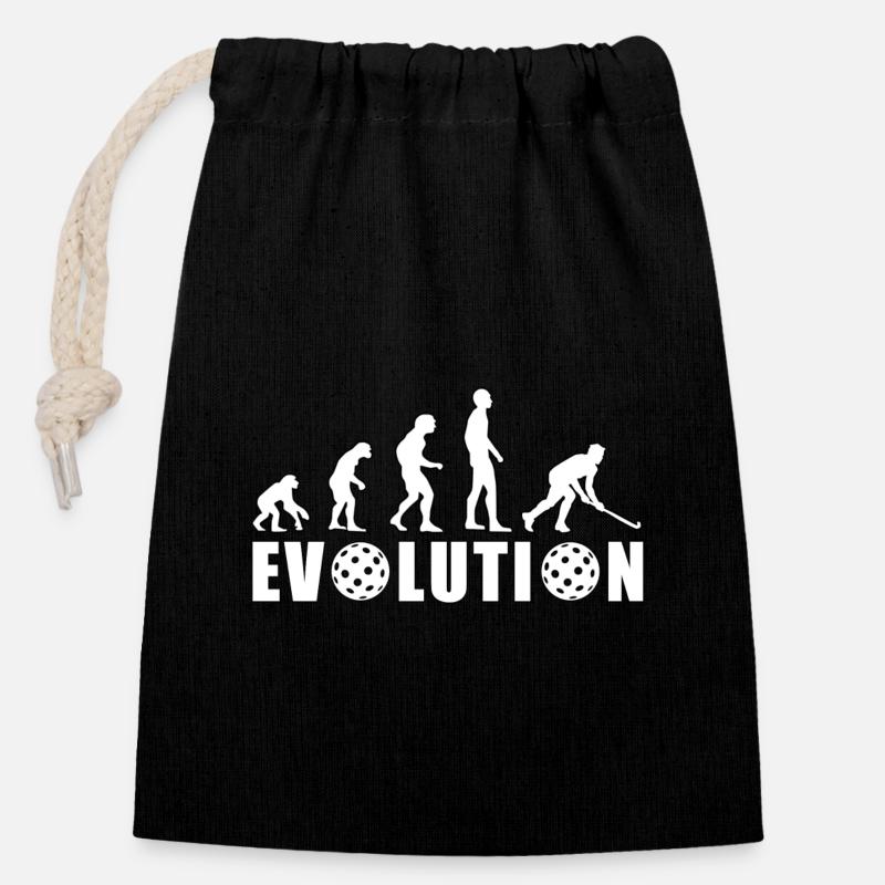 EVOLUTION HOCKEY Hallenhockey WM Meister Geschenk - Verschließbarer Geschenkbeutel aus Baumwolle (14x20cm) - Schwarz