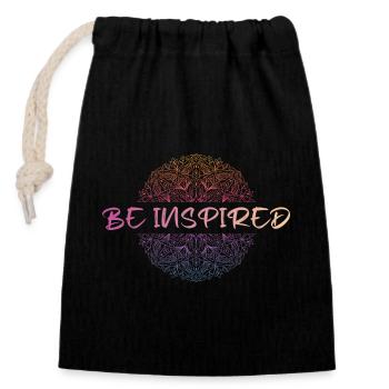 Be Inspired Mandala - Verschließbarer Geschenkbeutel aus Baumwolle (14x20cm) - Schwarz - Vorne