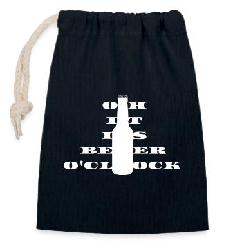 Oh it is beer o clock - Verschließbarer Geschenkbeutel aus Baumwolle (14x20cm) - Navy - Vorne