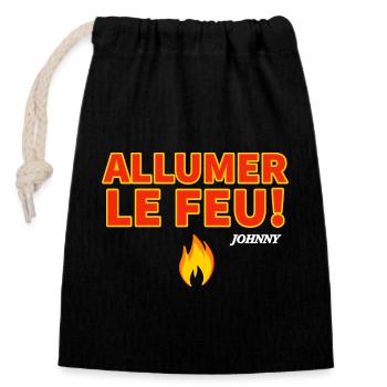 Allumer le feu. Fan de Johnny Hallyday - Sac cadeau en coton avec cordon (14 x 20 cm) - noir - Devant