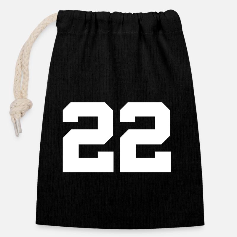 Number 22 - Closable cotton gift bag (14x20cm) - black