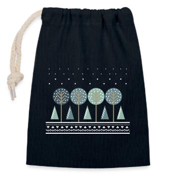 Snowy forest - Closable cotton gift bag (14x20cm) - navy - Front
