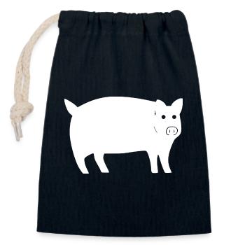 porc doux porc porc animaux animaux 04 - Sac cadeau en coton avec cordon (14 x 20 cm) - bleu marine - Devant