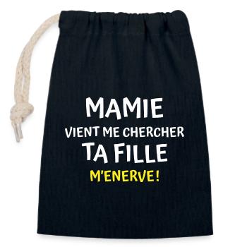 mamie vient me chercher ta fille m énerve - Sac cadeau en coton avec cordon (14 x 20 cm) - bleu marine - Devant