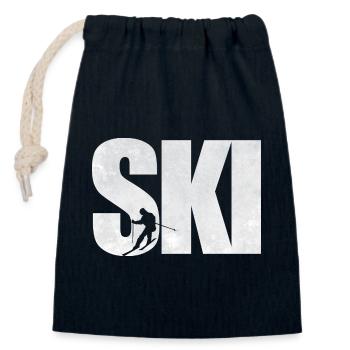 SKI - Verschließbarer Geschenkbeutel aus Baumwolle (14x20cm) - Navy - Vorne