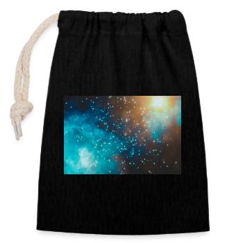 Cosmos - Sac cadeau en coton avec cordon (14 x 20 cm) - noir - Devant