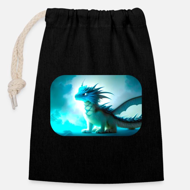Petit dragon Grummliger - Sac cadeau en coton avec cordon (14 x 20 cm) - noir