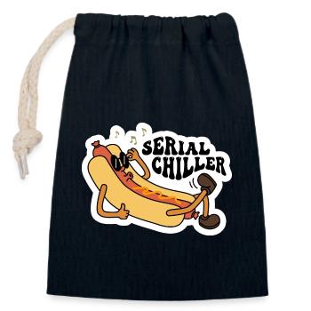 Serial Chiller Sarkastic Hot Dog Design - Verschließbarer Geschenkbeutel aus Baumwolle (14x20cm) - Navy - Vorne