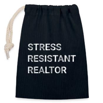 Stress Resistant Realtor - Closable cotton gift bag (14x20cm) - navy - Front