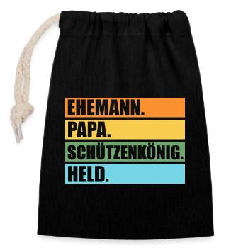 Schützenverein Papa Vater Schützenfest Schützenkön - Verschließbarer Geschenkbeutel aus Baumwolle (14x20cm) - Schwarz - Vorne