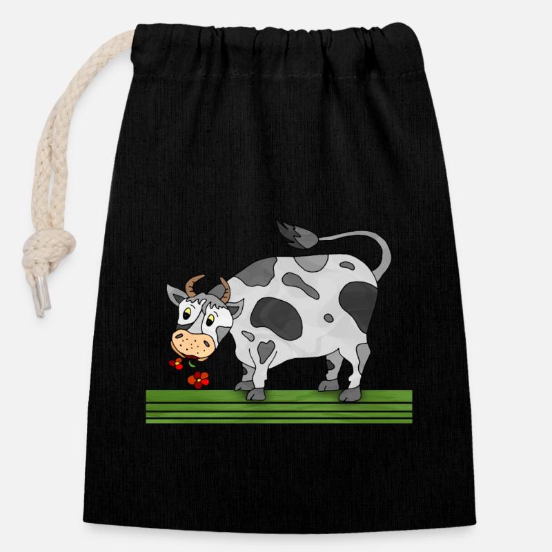 Bull - Closable cotton gift bag (14x20cm) - black