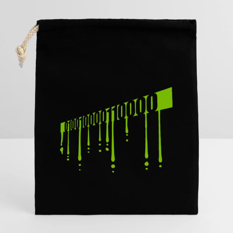 Langage de programme de code binaire Sac cadeau en coton avec cordon (14 x 20 cm)
