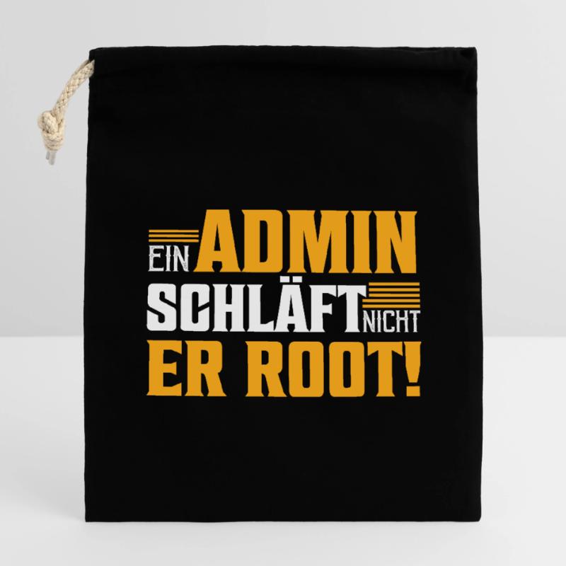 Ein Admin schläft nicht | Er Root! It Programmiere Verschließbarer Geschenkbeutel aus Baumwolle (14x20cm)
