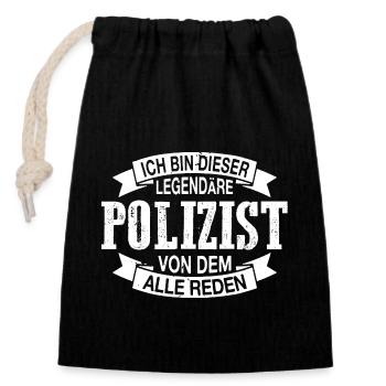 Legendärer Polizist, Geschenkidee, Polizei, Fun - Verschließbarer Geschenkbeutel aus Baumwolle (14x20cm) - Schwarz - Vorne