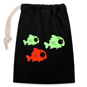 Poissons - Sac cadeau en coton avec cordon (14 x 20 cm) - noir - Devant