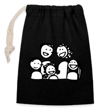 Family love 9 - Sac cadeau en coton avec cordon (14 x 20 cm) - noir - Devant