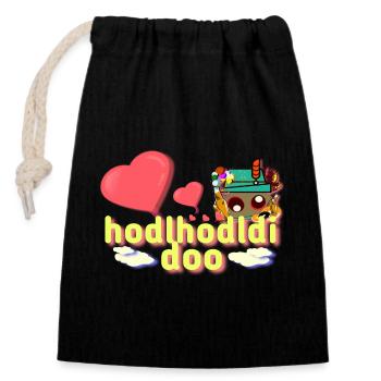 Bavarian Funny - Closable cotton gift bag (14x20cm) - black - Front