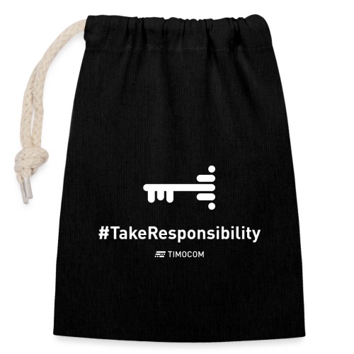 TakeResponsibility white - Ściągany sznurkiem worek na prezenty (14 x 20 cm)