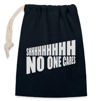 shhh no one cares - Closable cotton gift bag (14x20cm) - navy - Front