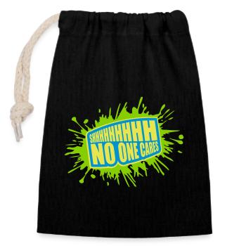 shhh no one cares - Closable cotton gift bag (14x20cm) - black - Front