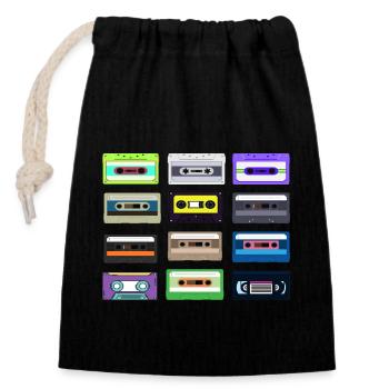 Classic cassette Tapes Musik - Verschließbarer Geschenkbeutel aus Baumwolle (14x20cm) - Schwarz - Vorne