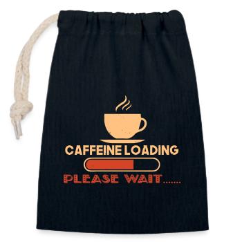 KOFFEINLADUNG BITTE WARTEN - Verschließbarer Geschenkbeutel aus Baumwolle (14x20cm) - Navy - Vorne