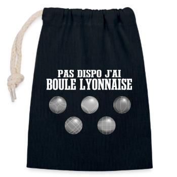 Slogan Boule Lyonnaise Humour - Sac cadeau en coton avec cordon (14 x 20 cm) - bleu marine - Devant