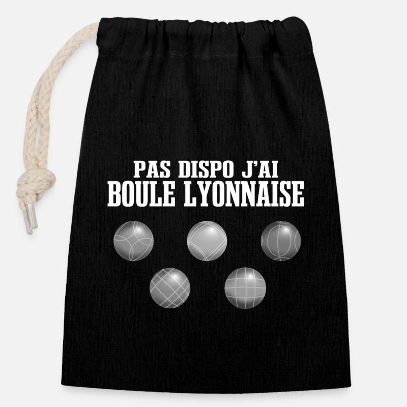 Slogan Boule Lyonnaise Humour - Sac cadeau en coton avec cordon (14 x 20 cm) - noir