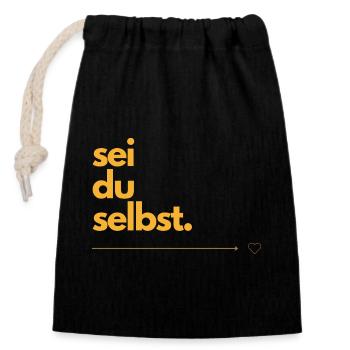 Sei du selbst - Verschließbarer Geschenkbeutel aus Baumwolle (14x20cm) - Schwarz - Vorne
