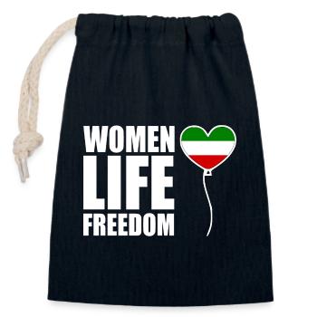 Women life freedom - Sac cadeau en coton avec cordon (14 x 20 cm) - bleu marine - Devant