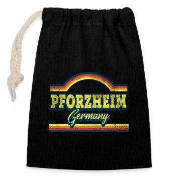 Pforzheim Germany City Font Vintage Retro - Closable cotton gift bag (14x20cm) - black - Front