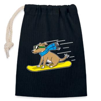Snowboard Dog - Closable cotton gift bag (14x20cm) - navy - Front