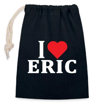 t-shirt J’adore Eric idée cadeau t-shirt - Sac cadeau en coton avec cordon (14 x 20 cm) - bleu marine - Devant