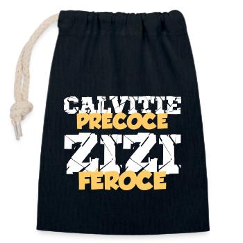 Chauve Qui Peut Humour Calvitie Homme Humour Beauf - Sac cadeau en coton avec cordon (14 x 20 cm) - bleu marine - Devant