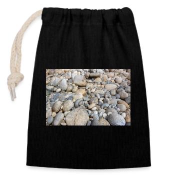 galets roches - Sac cadeau en coton avec cordon (14 x 20 cm) - noir - Devant