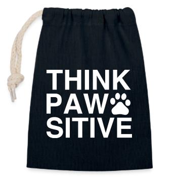 Think Pawsitive - Closable cotton gift bag (14x20cm) - navy - Front