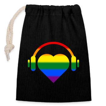 Music Lover Pride - Verschließbarer Geschenkbeutel aus Baumwolle (14x20cm) - Schwarz - Vorne