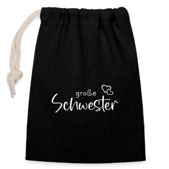Große Schwester, beste Schwester - Verschließbarer Geschenkbeutel aus Baumwolle (14x20cm) - Schwarz - Vorne