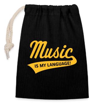 Music Is My Language! (Musik, Musiker, Musikerin) - Verschließbarer Geschenkbeutel aus Baumwolle (14x20cm) - Schwarz - Vorne