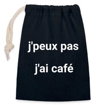j peux pas j ai café - Sac cadeau en coton avec cordon (14 x 20 cm) - bleu marine - Devant
